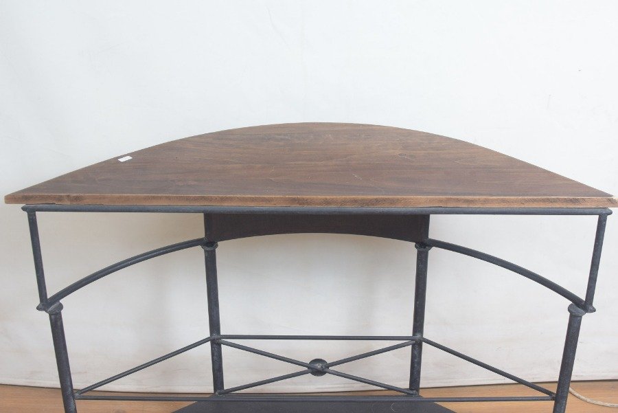 Consola rustica medio punto en hierro con tapa en madera maciza - imagen 6