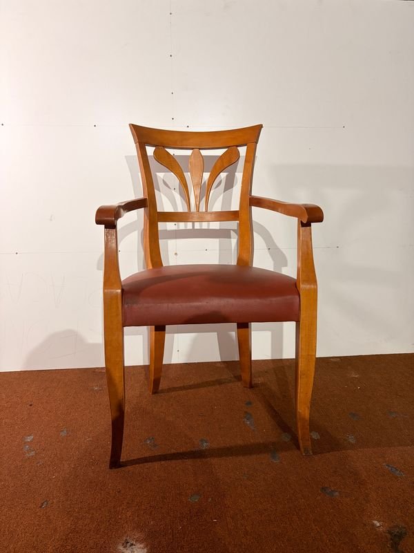 Par de Sillas de Comedor con Apoyabrazos en Madera Maciza y Asiento Tapizado - imagen 1
