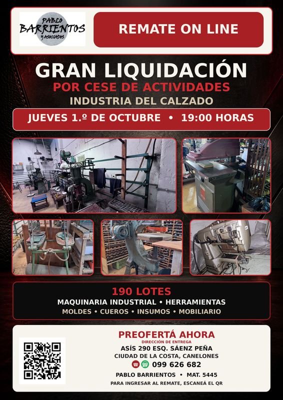 Gran Liquidación por Cese de Actividades: Maquinaria Industrial y Herramientas