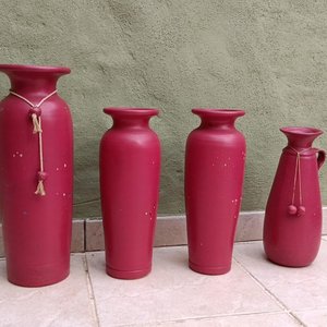 Lote de 4 Jarrones de Cerámica Rojos - imagen 2