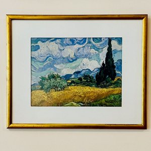 Set de 2 Cuadros con Láminas de Vincent Van Gogh y Marco Dorado - imagen 3