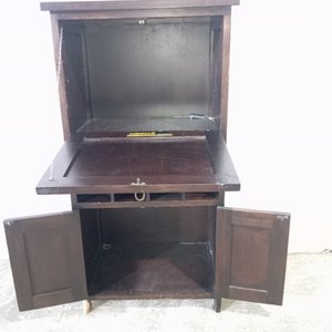Mueble Bar Botellero Madera Oscura con Compartimento Volcable - imagen 5