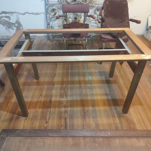 Mesa de Comedor Rectangular con Estructura de Bronce y Tapa de Ébano Enchapada - imagen 4