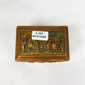 Caja Alhajera Metálica Cobreada con Tapa Abatible y Relieve Escénico - imagen 3