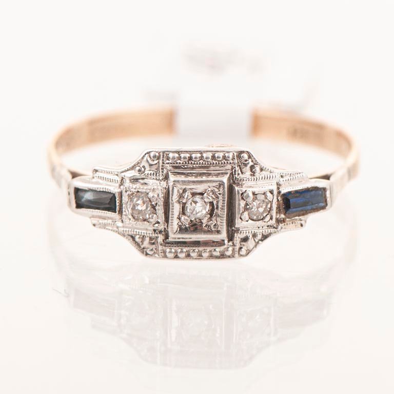 Anillo de Oro 18k con Brillantes y Zafiros