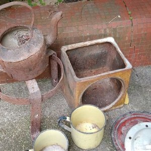 Lote de Jarros Esmaltados, Caldera Rota, Estrebe y Tarro - imagen 2