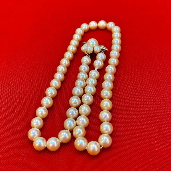 Collar de perlas con broche en plata y muy buen enchapado - imagen 7