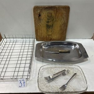 Escurridor Niquelado, Tabla de Picar, Fuente Acero Inoxidable y Fuente Vidrio - imagen 2