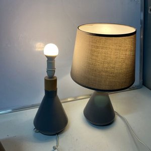 2 Lámparas Veladoras Portátiles Grises con Pantallas - imagen 3