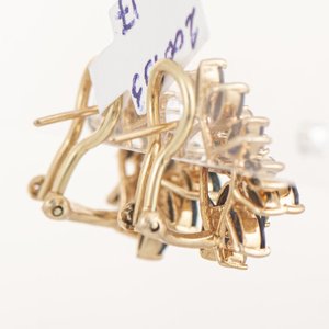 Par de Caravanas de Oro 14k con Brillantes y Zafiros - imagen 2
