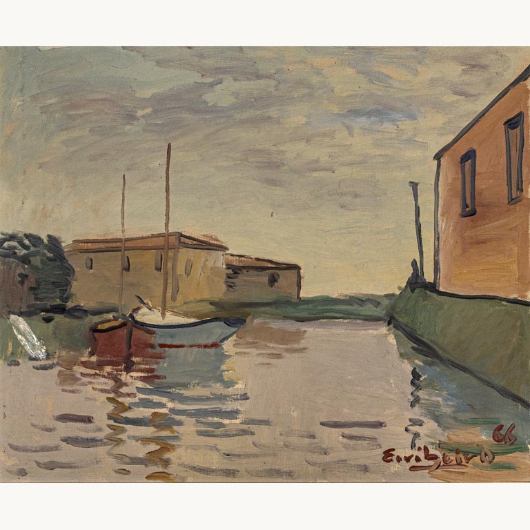 Lote siguiente: Edgardo Ribeiro. Paisaje de Holanda. Óleo sobre tela, 44 x 55 cm. Firmado abajo derecha, fechado 66