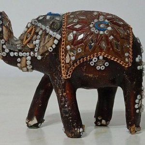 Lote siguiente: Figura Artesanal Elefante Indio Vintage Decorado Shisha Moti