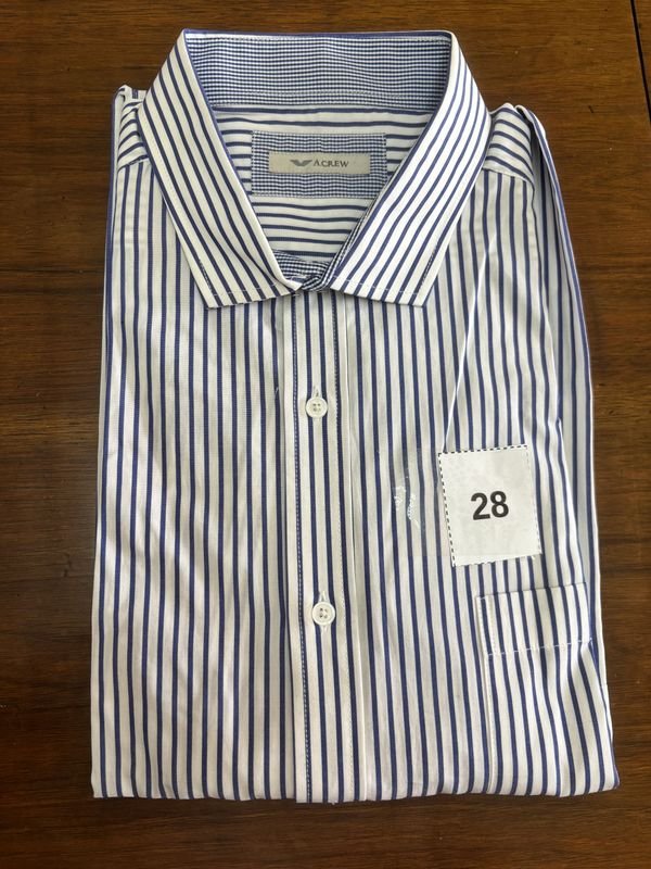 Camisa A. Crew Rayada Azul y Blanca Talle XXL Nueva