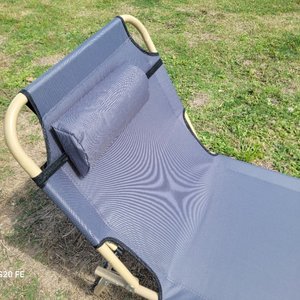 Catre Plegable para Camping - Tela Gris y Caños Beige - imagen 3