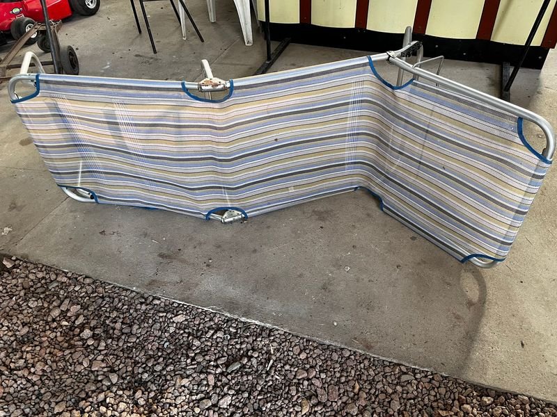 Catre Plegable Rayado Azul y Beige