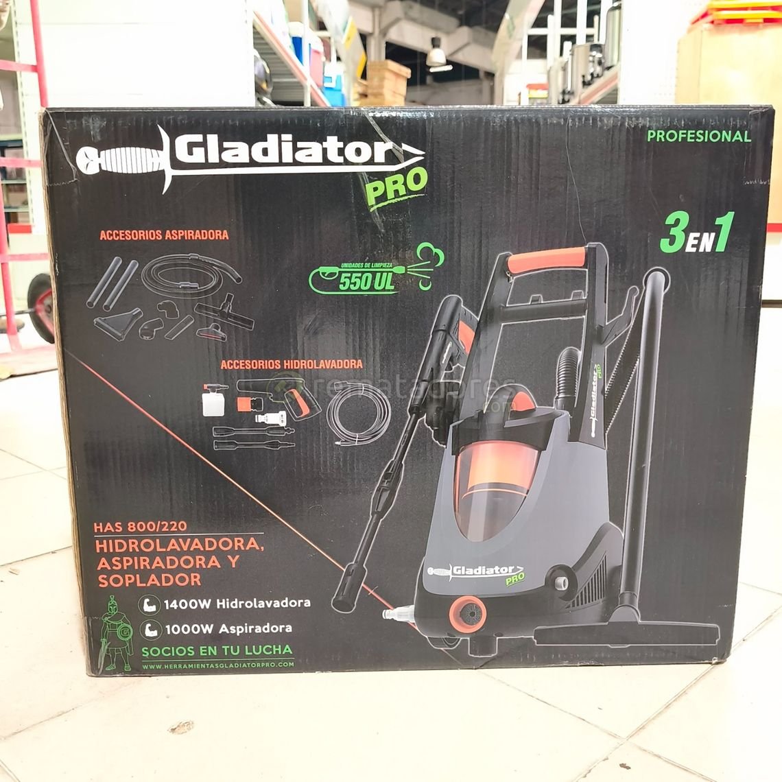 Hidrolavadora Gladiator PRO 3 en 1 Profesional 1400W
