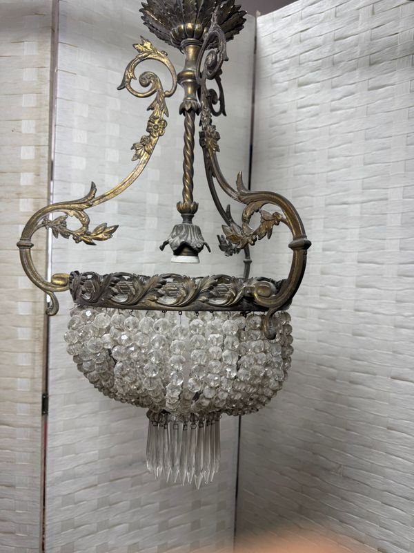 Importante araña en bronce y cristal para decoración - imagen 6