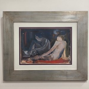 Lote siguiente: Carlos Aliseris: Óleo sobre Papel "Escena de Desnudos" con Certificado y Marco