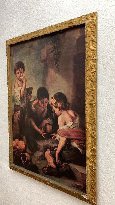 Cuadro antiguo con niños y jardín - imagen 2