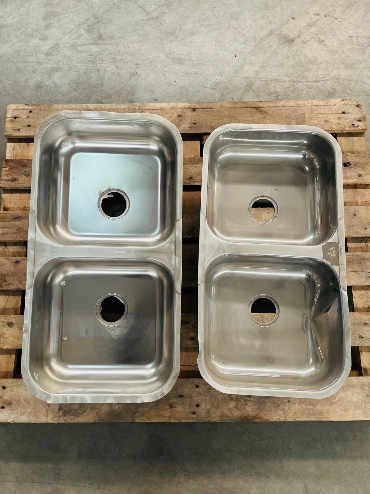Lote de 3 Bachas Dobles de Acero Inoxidable
