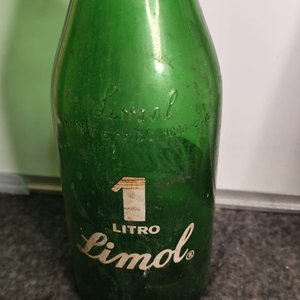 Botella Antigua de Vidrio Verde Limol 1 Litro - imagen 2