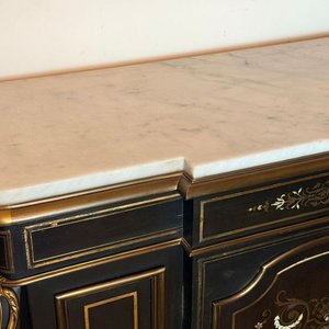 Chiffonier Francés Estilo Napoleón III Madera Laqueada Negra con Aplicaciones - imagen 15