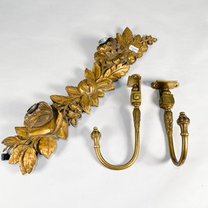 Apliques de Madera Dorada y Bronce con Decoración de Hojas - imagen 2