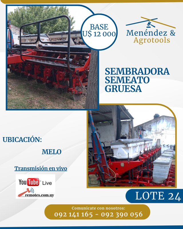 Sembradora Semeato Gruesa Roja y Blanca