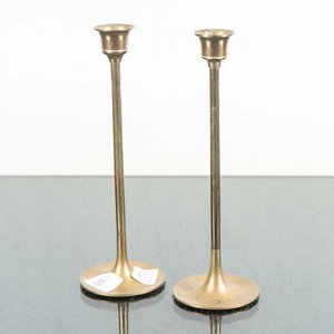 Par de Candeleros de Bronce Vintage - imagen 1