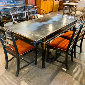 Mesa de Comedor Negra Estilo Oriental con Sillas - imagen 1