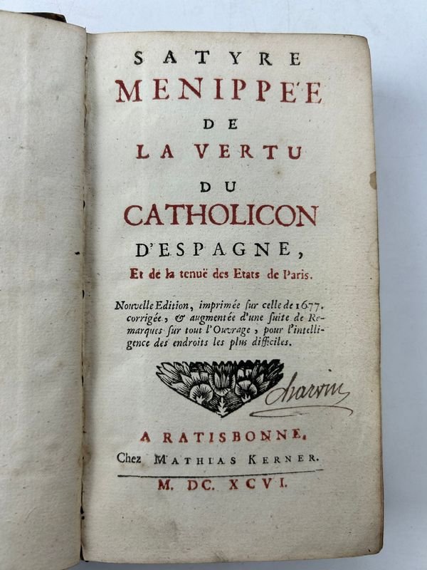 Libro satírico del siglo XVII: Sátira menipea sobre la virtud del catolicón de España y los Estados de París - imagen 2