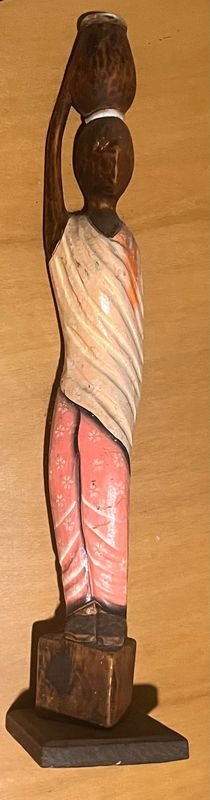 Adorno de Madera Tallada Figura Femenina Africana 63cm