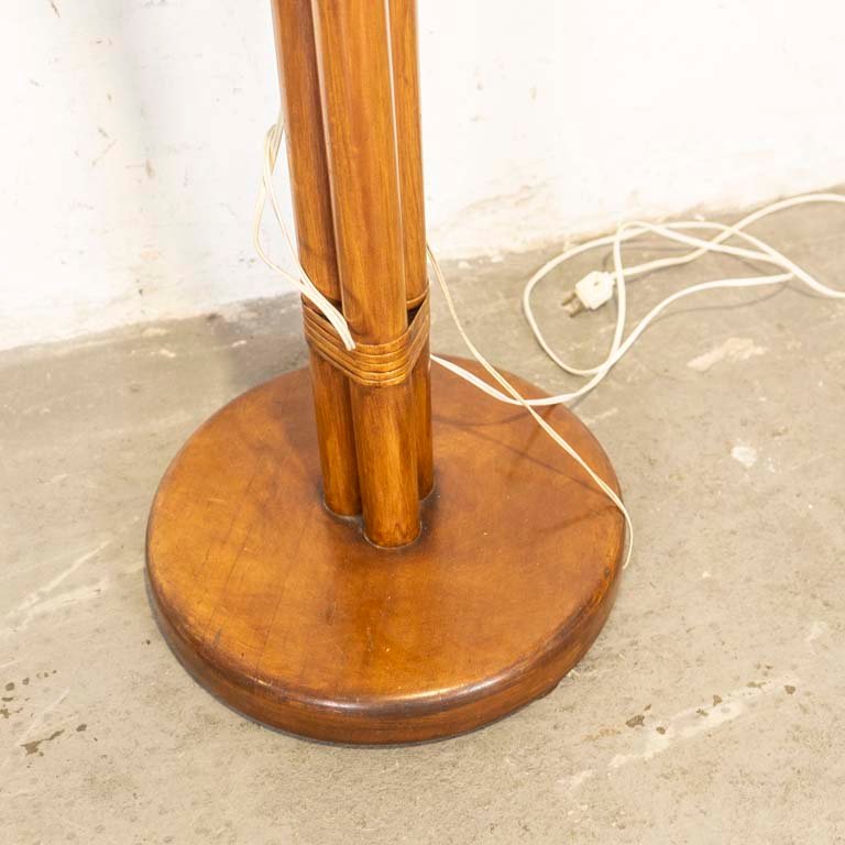 Lámpara de pie en madera y mimbre para una luz con pantalla - imagen 2