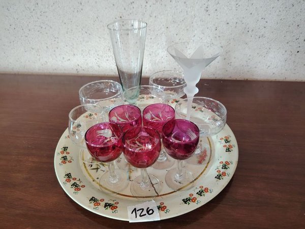 Bandeja con 7 Copas de Cristal y Vidrio - imagen 1