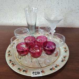 Bandeja con 7 Copas de Cristal y Vidrio - imagen 1