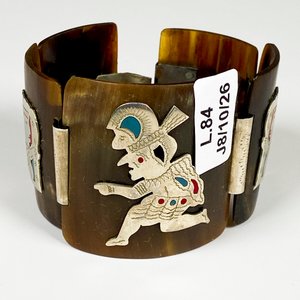 Brazalete de Guampa con Diseños Mexicanos en Metal y Turquesa - imagen 3