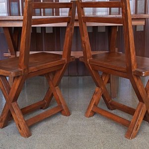 Juego de Comedor Rústico Madera Maciza: Mesa Rectangular con 2 Bancos y 2 Sillas - imagen 7
