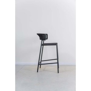 Banqueta Alta Negra para Barra en Aluminio y Cuerda Náutica - imagen 2