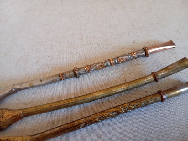 Bombillas de oro y plata con detalles en oro viejo - imagen 3