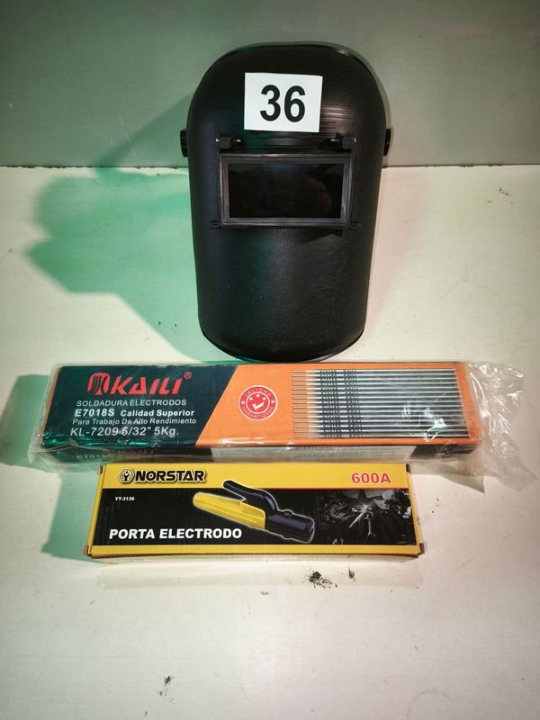 Careta de Soldar, Porta Electrodo y 5kg de Electrodos Kaili