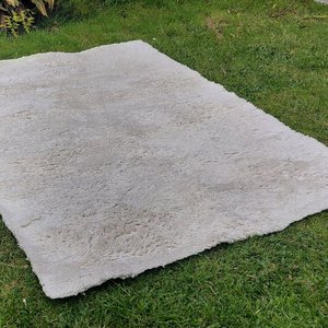 Alfombra Beige Suave Mullida Fibra Sintética 160x230 cm - imagen 4