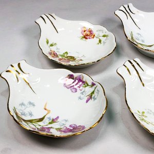 Cinco Coquillas de Porcelana Francesa Limoges Blancas Florales - imagen 3