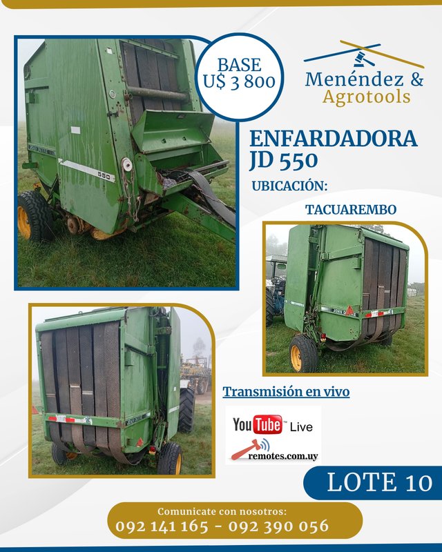 Enfardadora John Deere 550 Usada