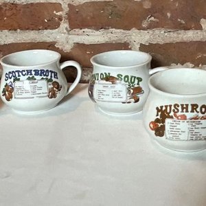 Set de 4 Tazones Antiguos para Sopa de Loza con Recetas - imagen 1