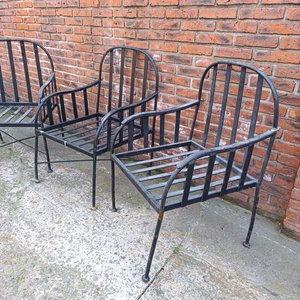 Juego de 3 Sillones de Hierro con Respaldo Medio - imagen 2