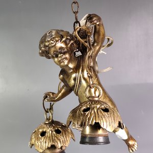 Colgante de Bronce Macizo con Querubín y 2 Luces - imagen 15