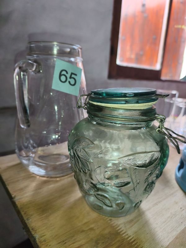 Jarra y Caramelera de Vidrio Transparente