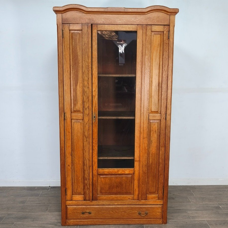 Biblioteca de roble con 2 puertas y un cajón inferior - imagen 2