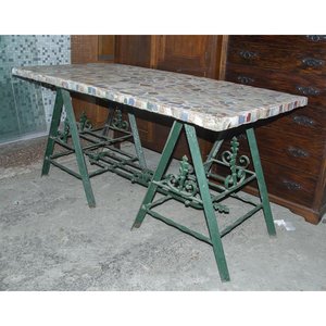 Mesa de Jardín Hierro y Azulejos - 172x80x80 cm - imagen 3