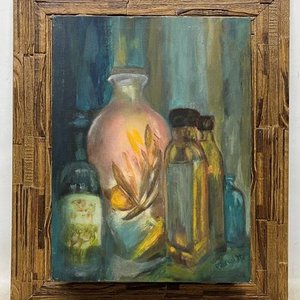 Lote siguiente: Óleo "Perfumeros" de Mabel Lecatte, 40 x 30 cm